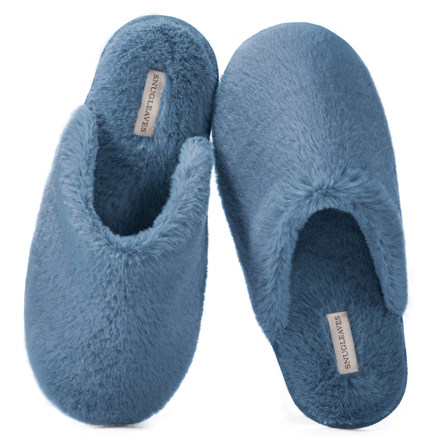 Snug Leaves Women's Fuzzy Scuff Slippers Soft Comfy Memory Foam Non-slip Indoor House Shoes