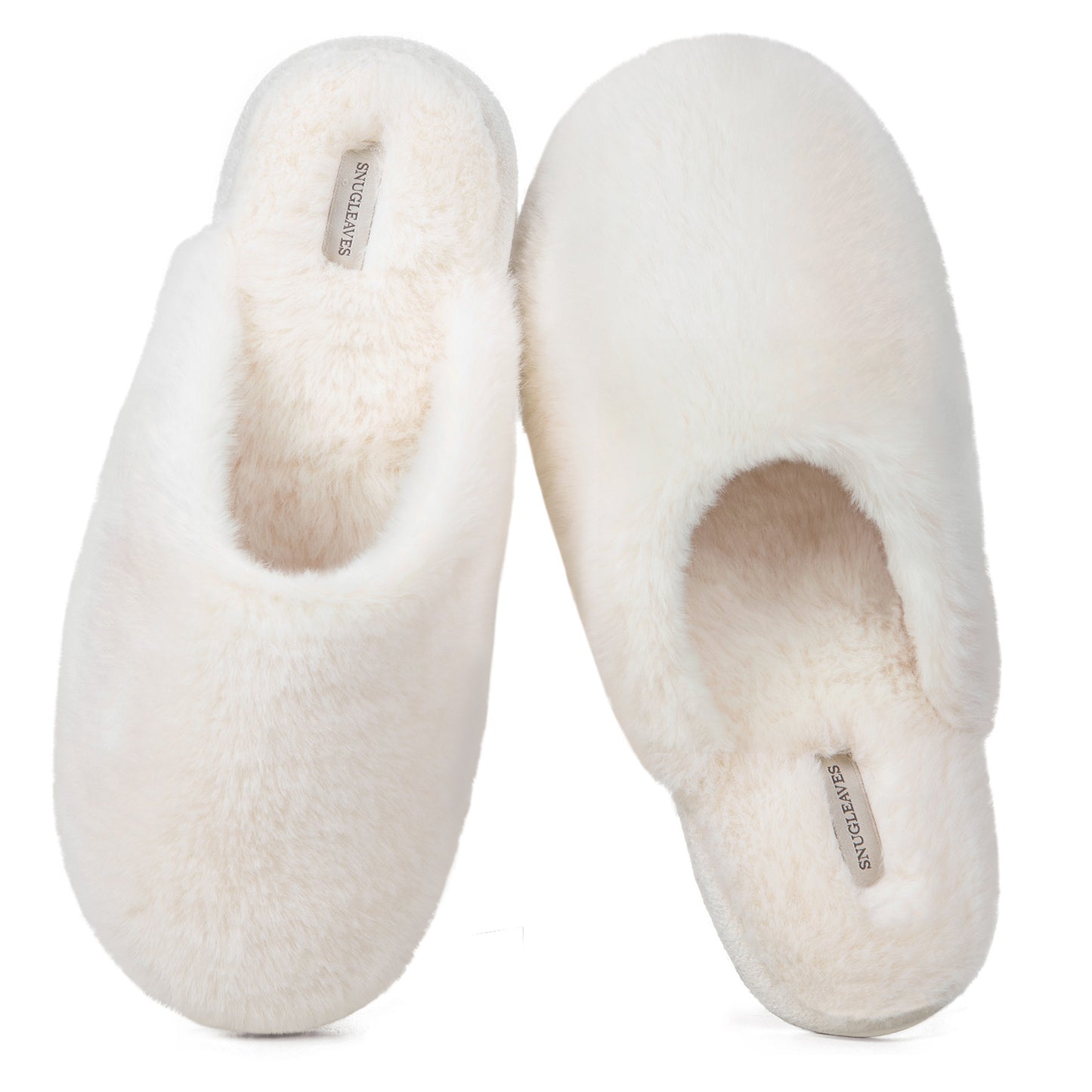 Snug Leaves Women's Fuzzy Scuff Slippers Soft Comfy Memory Foam Non-slip Indoor House Shoes