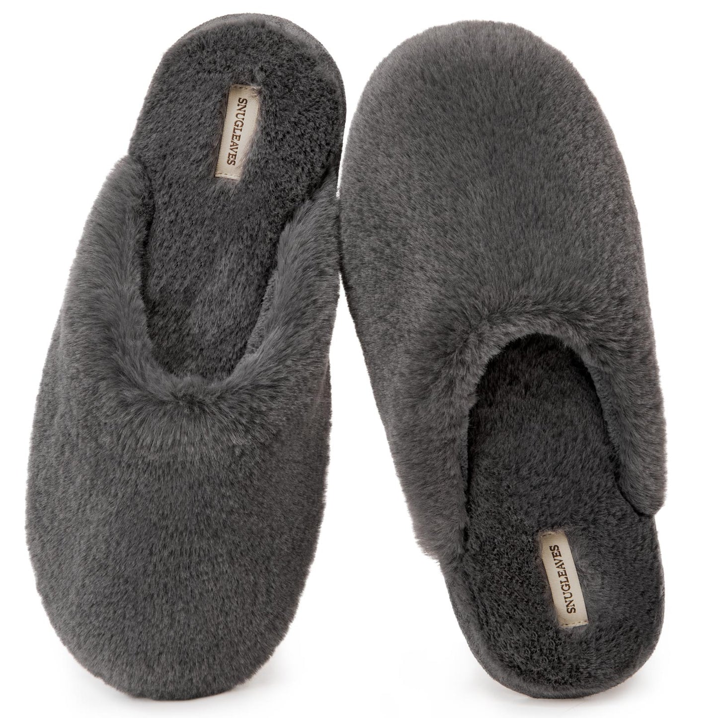 Snug Leaves Women's Fuzzy Scuff Slippers Soft Comfy Memory Foam Non-slip Indoor House Shoes