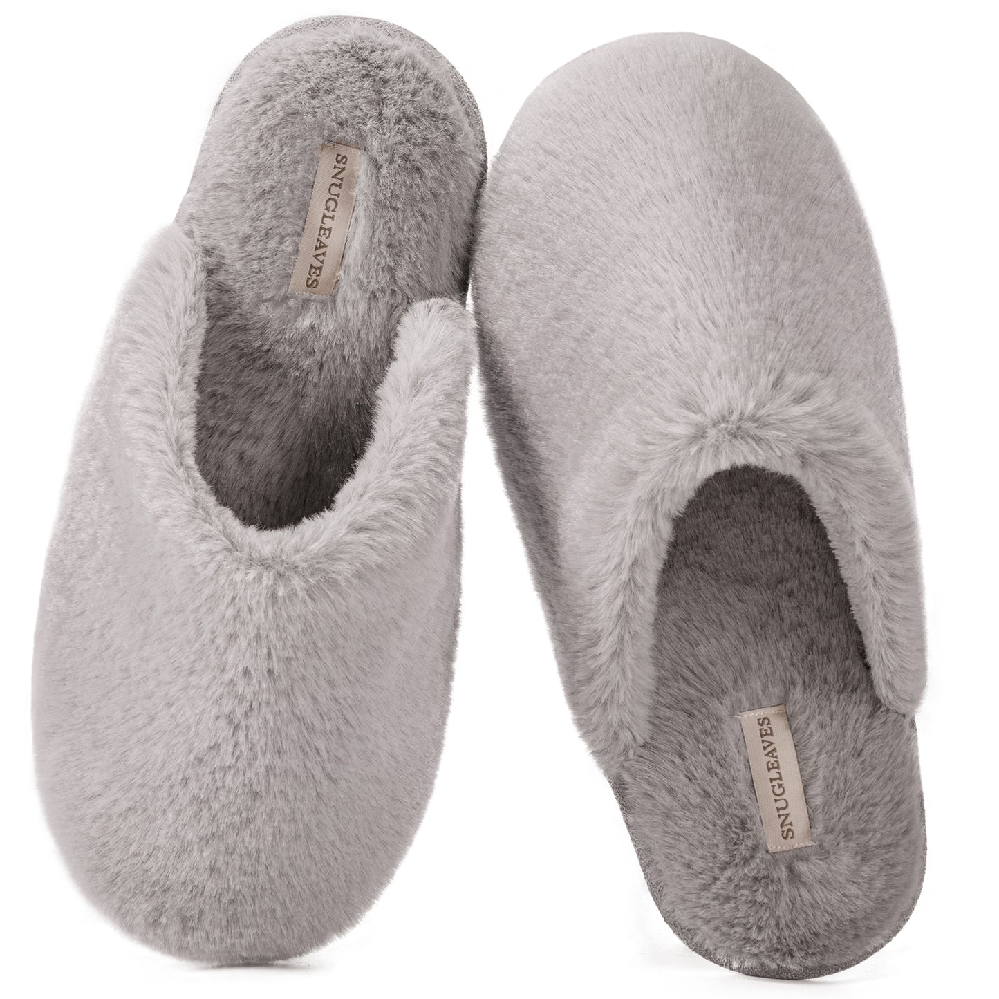 Snug Leaves Women's Fuzzy Scuff Slippers Soft Comfy Memory Foam Non-slip Indoor House Shoes