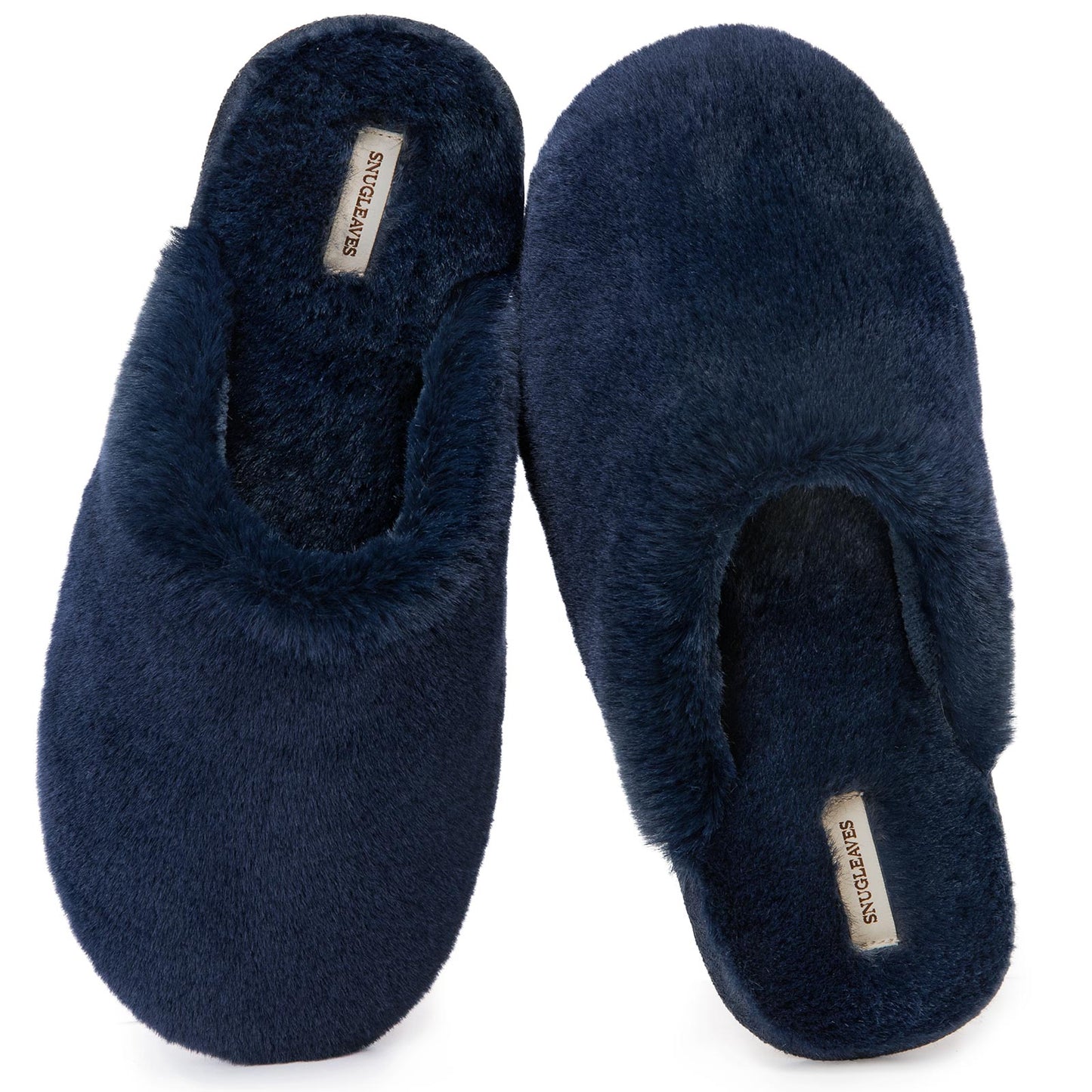 Snug Leaves Women's Fuzzy Scuff Slippers Soft Comfy Memory Foam Non-slip Indoor House Shoes