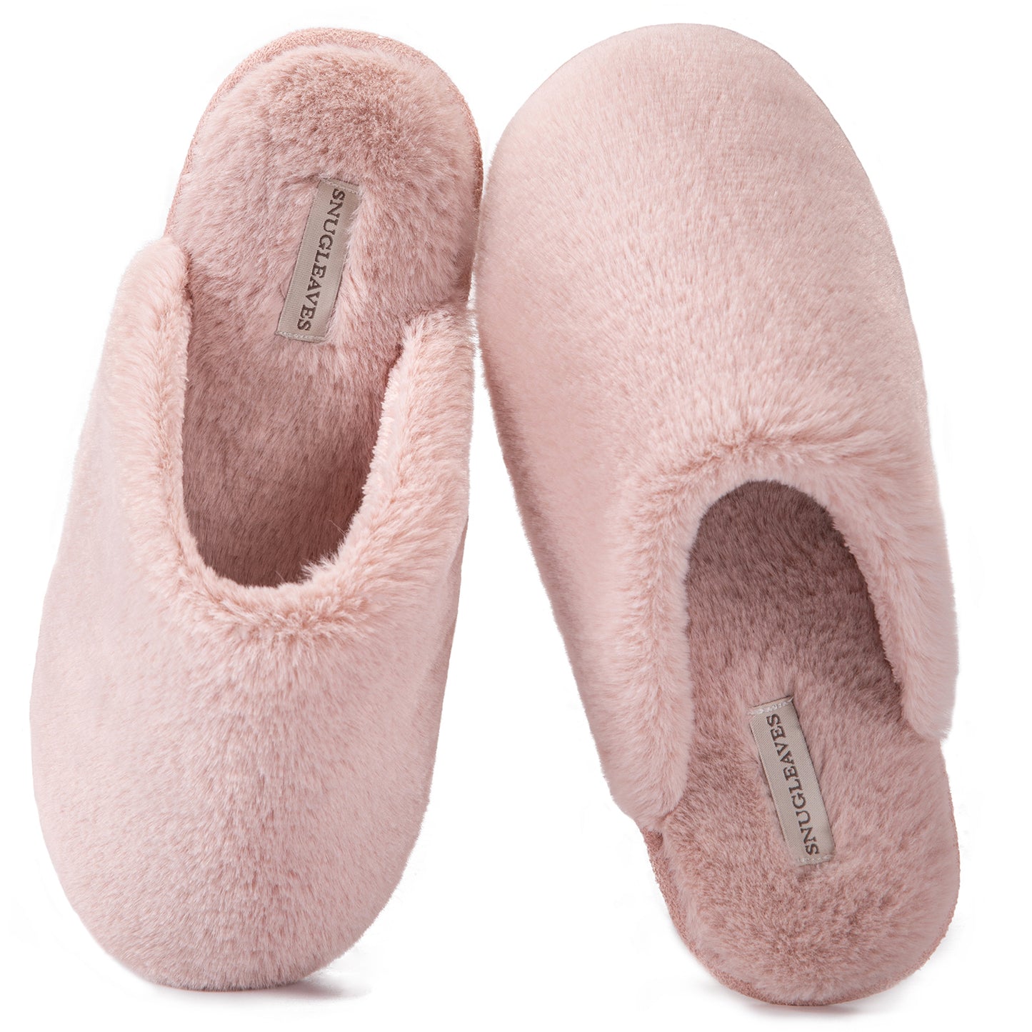 Snug Leaves Women's Fuzzy Scuff Slippers Soft Comfy Memory Foam Non-slip Indoor House Shoes