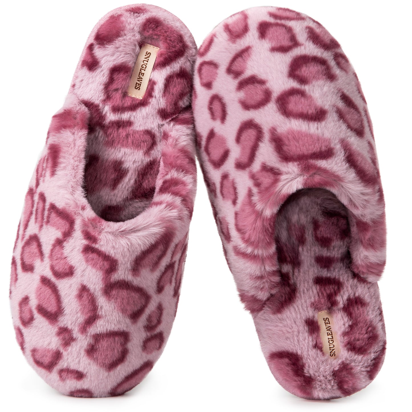 Snug Leaves Women's Fuzzy Scuff Slippers Soft Comfy Memory Foam Non-slip Indoor House Shoes